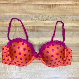 VICTORIA’S SECRET Orange and Pink Polka Dot Bra